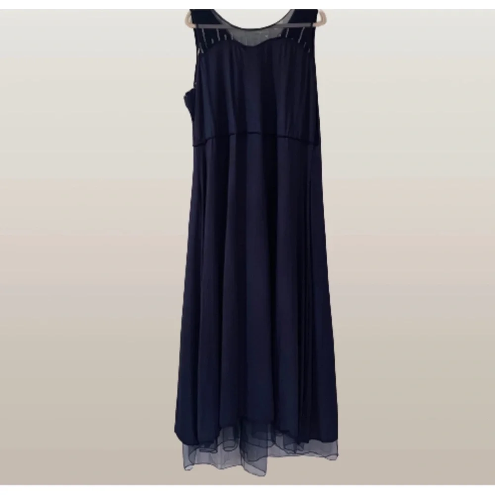 Navy Blue Sequin High-Low Prom Dress โ Elegant A-Line Evening Gown, V-Neck Gown - Picture 4 of 4